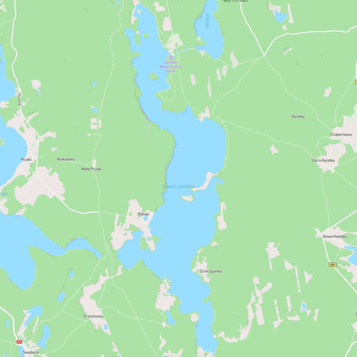 Mapa jeziora Łańskiego