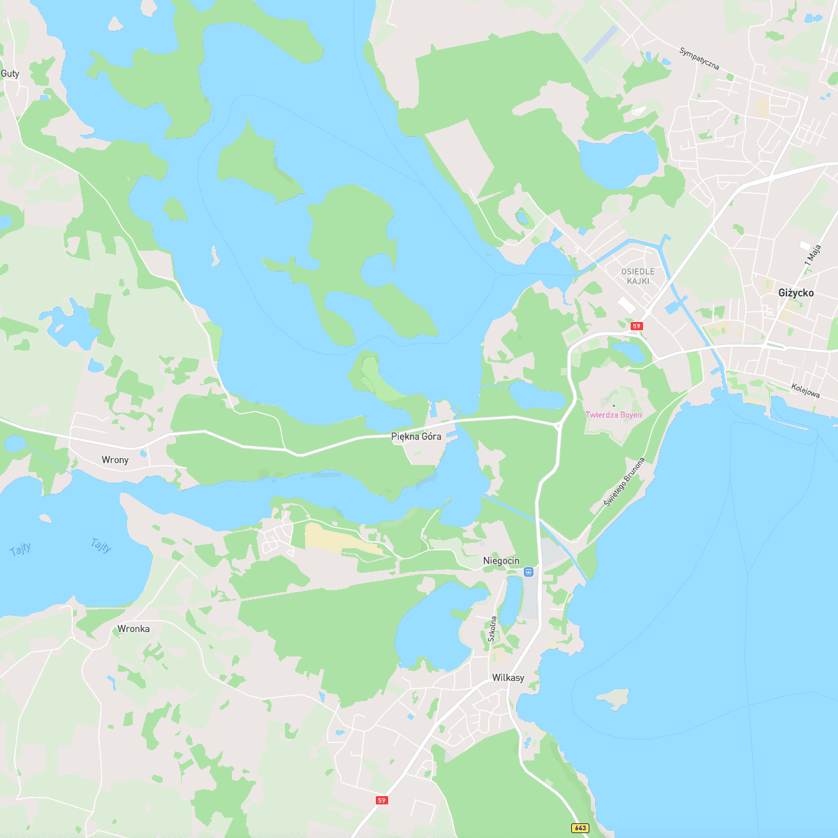 Mapa okolic Pięknej Góry